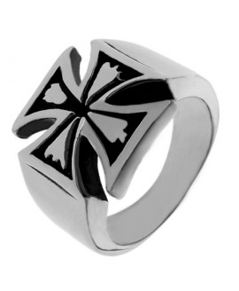 Стальное кольцо "Мальтийский крест" KS1508