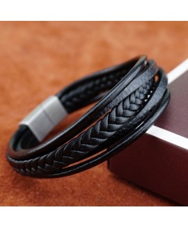 Мужской кожаный браслет Плутон