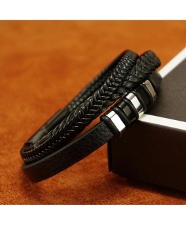 Мужской кожаный браслет Split