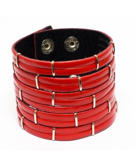 Красный кожаный браслет P-605